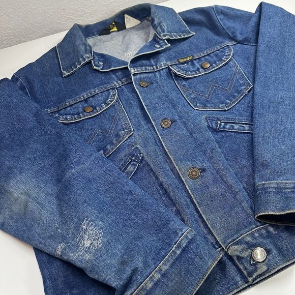Vintage Wrangler Denim Jacket 14 Oz Cottonno-faul Made In USA 70s